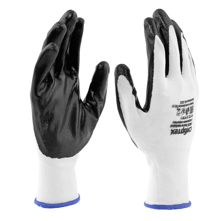 Перчатки полиэфирные с черным нитрильным покрытием, размер 9, 13 класс вязки// Сибртех 678635 купить в Нижневартовске