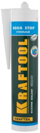 Герметик KRAFTOOL KRAFTSeal GX107 "AQUA STOP" силиконовый стекольный, прозрачный, 300мл 41256-2 купить в Нижневартовске