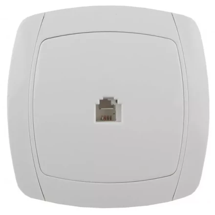 Розетка СВЕТОЗАР "CITY LIGHT" телефонная одинарная в сборе, цвет белый SV-54217-W купить в Нижневартовске