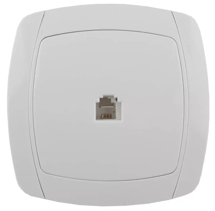 Розетка СВЕТОЗАР "CITY LIGHT" телефонная одинарная в сборе, цвет белый SV-54217-W купить в Нижневартовске