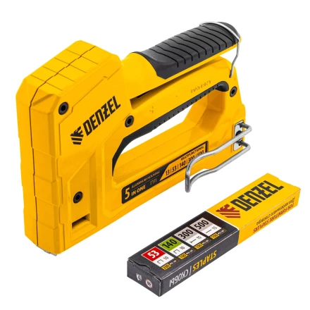 Степлер мебельный Denzel 40215, тип 53 и 13, 6-14мм, тип 140, 10-14мм, тип 300, 15мм, тип 500, 15мм купить в Нижневартовске