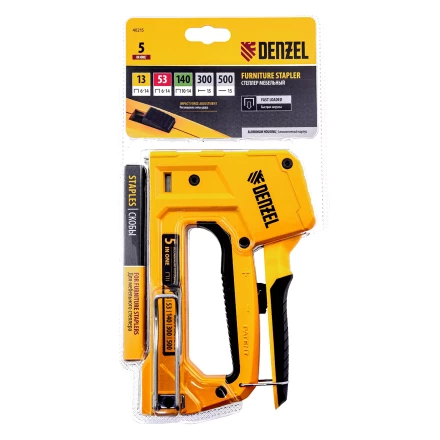 Степлер мебельный Denzel 40215, тип 53 и 13, 6-14мм, тип 140, 10-14мм, тип 300, 15мм, тип 500, 15мм купить в Нижневартовске