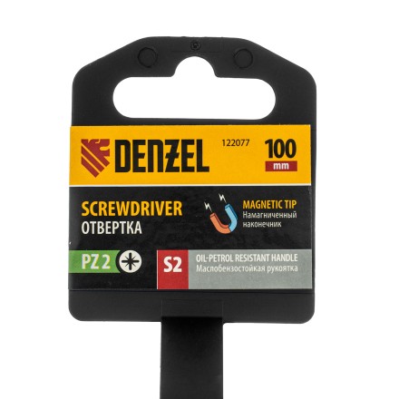 Отвертка, PZ2x100 мм, S2, 3к рукоятка Denzel 122077 купить в Нижневартовске
