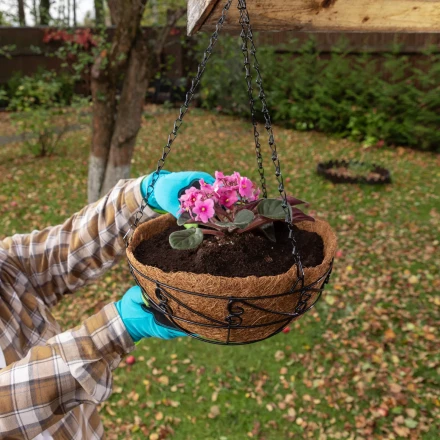 Кашпо подвесное с орнаментом Palisad, с кокосовой корзиной, диаметр 30 см, 690048 купить в Нижневартовске
