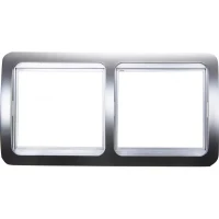 Панель СВЕТОЗАР "ГАММА" накладная, горизонтальная, цвет светло-серый металлик, 2 гнезда SV-54146-SM