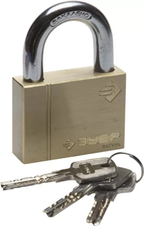 Замок ЗУБР "ЭКСПЕРТ" навесной, латунный корпус, классическая форма, закаленная дужка, 60мм 37299-60 купить в Нижневартовске