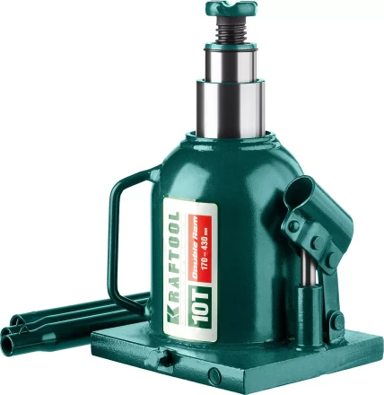 Домкрат гидравлический бутылочный "Double Ram", сварной, телескопический, 10т, 170-430мм, KRAFTOOL 43463-10 43463-10 купить в Нижневартовске