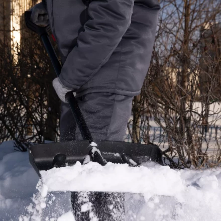 Лопата для уборки снега пластиковая, 450х325х1370 мм, стальной черенок, Palisad 61660 купить в Нижневартовске