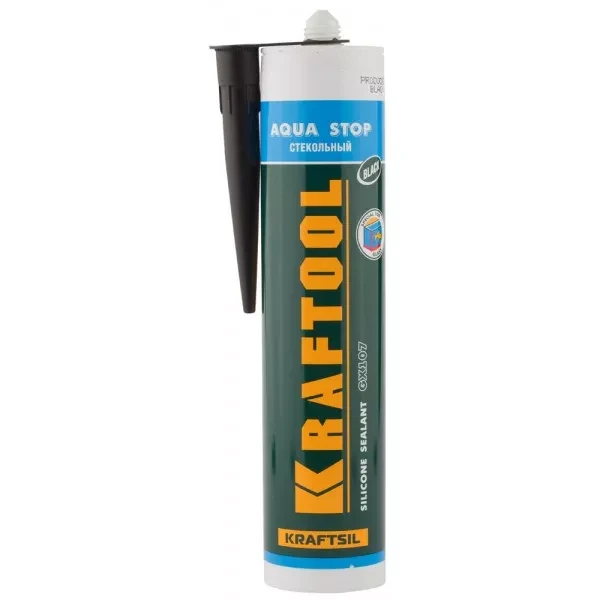 Герметик KRAFTOOL KRAFTSeal GX107 "AQUA STOP" силиконовый стекольный, черный, 300мл 41256-4 купить в Нижневартовске