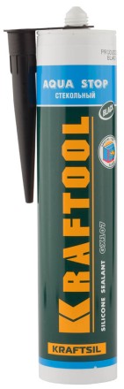 Герметик KRAFTOOL KRAFTSeal GX107 &quot;AQUA STOP&quot; силиконовый стекольный, черный, 300мл 41256-4 купить в Нижневартовске