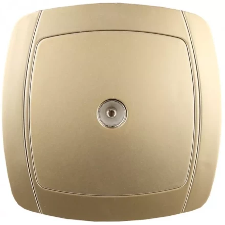 Розетка СВЕТОЗАР "АКЦЕНТ" телевизионная одинарная в сборе, цвет золотой металлик SV-54215-GM купить в Нижневартовске