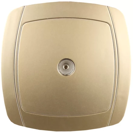 Розетка СВЕТОЗАР "АКЦЕНТ" телевизионная одинарная в сборе, цвет золотой металлик SV-54215-GM купить в Нижневартовске