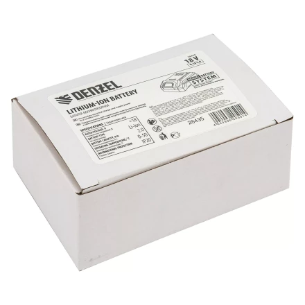 Батарея аккумуляторная Denzel B-18-2.0, Li-Ion, 18 В, 2,0 Ач 28435 купить в Нижневартовске