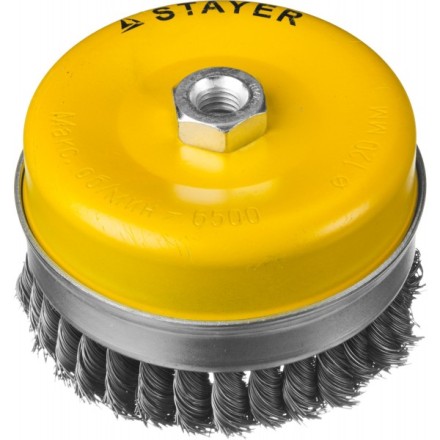 STAYER &quot;PROFESSIONAL&quot;. Щетка чашечная усиленная для УШМ, жгутированная стальная проволока 0,5мм, 120ммхМ14 35137-120 купить в Нижневартовске