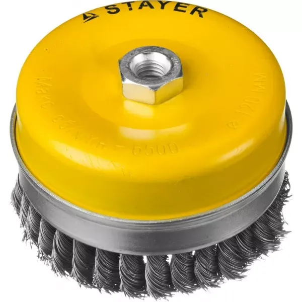 STAYER "PROFESSIONAL". Щетка чашечная усиленная для УШМ, жгутированная стальная проволока 0,5мм, 120ммхМ14 35137-120 купить в Нижневартовске