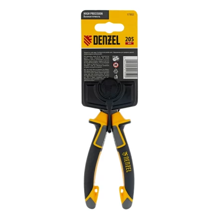 Длинногубцы прямые 205 мм Denzel 17302, трехкомпонентные рукоятки купить в Нижневартовске