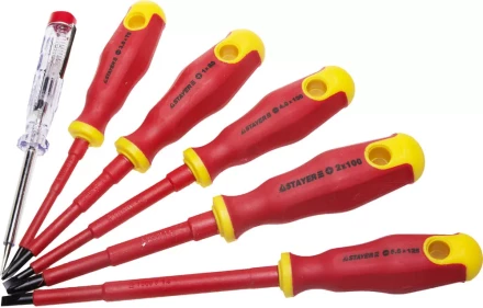 Набор STAYER "PROFI" "ELECTRO": Отвертки диэлектрические, тестер, 100-250В, Cr-V, 6шт 25145-H6_z01 купить в Нижневартовске