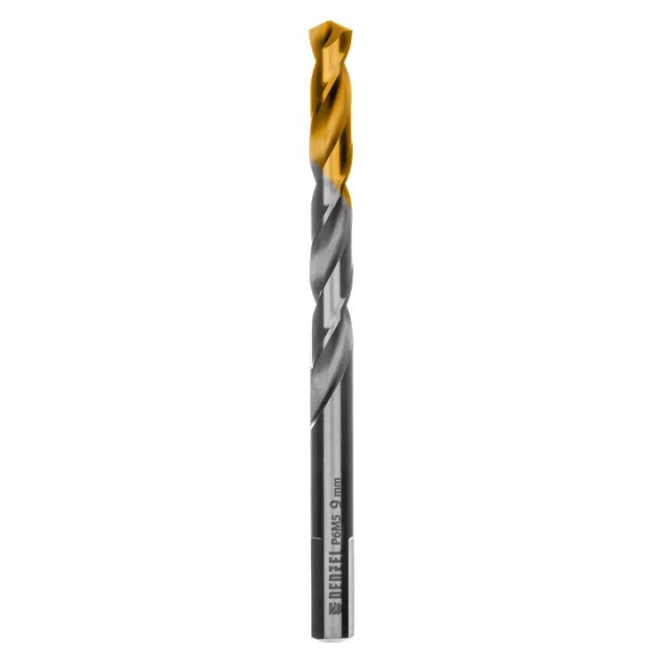 Сверло спиральное по металлу Denzel, 9 x 125 мм, Р6М5, Golden Tip, 718241 купить в Нижневартовске