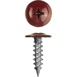 Саморезы ЗУБР с прессшайбой по листовому металлу до 0,9 мм, окрашенные в RAL-3005, PH2, 4,2х16 мм, 500шт 300191-42-016-3005