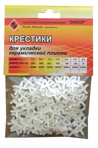 Крестики для кафеля 3,0 мм 150 штук блистер Энкор 69893 купить в Нижневартовске