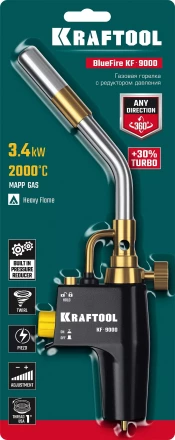Blue Fire  KF-9000  горелка для МАПП / MAPP газа,  с пъезоподжигом,  на баллон c резьбовым соединением US 1, 2000°C 55510 купить в Нижневартовске