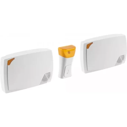 Звонок СВЕТОЗАР "ТРИО" электрический беспроводной 120м, 36 мелодий, 2 звонка, 1 кнопка, A23, 2*3АА 58076 купить в Нижневартовске