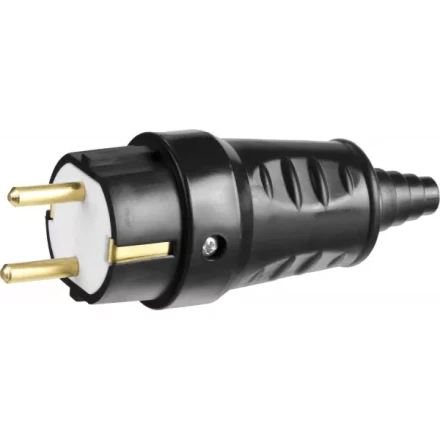 Вилка СИБИН электрическая ударопрочная, с заземлением, 16А/220В, черная 55115-B купить в Нижневартовске