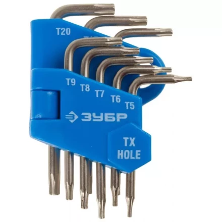 Набор ключей имбусовых ЗУБР"ЭКСПЕРТ"МИНИ для точных работ, Cr-V,TORX Т5-Т20, с отверстием,для защищенного крепежа,8шт 27477-H8 купить в Нижневартовске