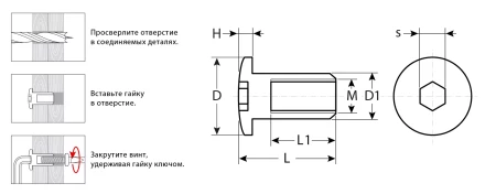 ЗУБР M6 x 12 мм, шест. 4 мм, цинк, 5 кг, гайка Эриксона с полукруглой головкой, Профессионал (303760-4) купить в Нижневартовске