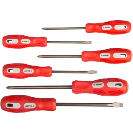 Набор отверток ЗУБР "МАСТЕР", хром-ванадиевая сталь, эргономичная трехкомпонентная рукоятка, 6шт 25235-H6 купить в Нижневартовске