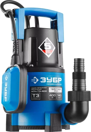 Насос ЗУБР "ПРОФЕССИОНАЛ" Т3 погружной дренажный для чистой воды (d пропускаемых частиц до 5мм), 400Вт, пропускная способность 140л/мин, напор 8,0м НПЧ-Т3-400 купить в Нижневартовске