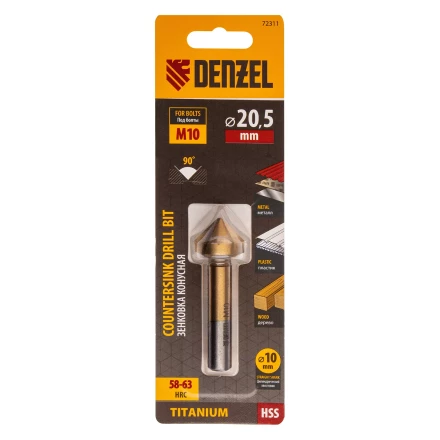 Зенковка конусная под М10, HSS, по металлу, цилиндрический хвостовик Denzel 72311 купить в Нижневартовске