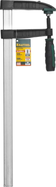 Струбцина, KRAFTOOL 32011-120-500, тип "F", DIN 5117, двухкомпонентная ручка, 120х500мм 32011-120-500 купить в Нижневартовске