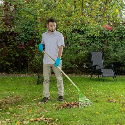 Грабли веерные стальные Palisad, 565 мм, 22 плоских зуба, эмалированные, усиленные, без черенка, 617015 купить в Нижневартовске