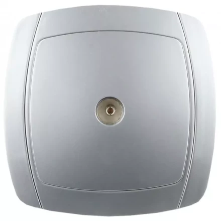 Розетка СВЕТОЗАР "АКЦЕНТ" телевизионная одинарная в сборе, цвет серебристый металлик SV-54215-SM купить в Нижневартовске