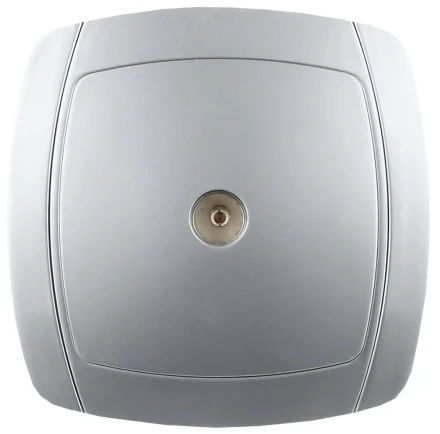 Розетка СВЕТОЗАР "АКЦЕНТ" телевизионная одинарная в сборе, цвет серебристый металлик SV-54215-SM купить в Нижневартовске