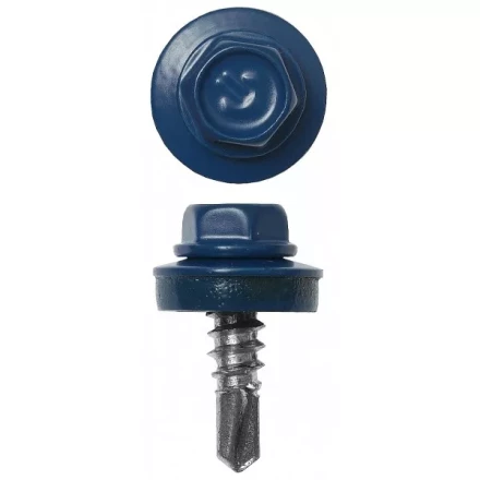 Саморезы ЗУБР &quot;ПРОФЕССИОНАЛ&quot; окраш., RAL 5005 синий насыщен., для крепл. кров. матер. к металл. констр., 5.5x25мм, 1800шт 4-300310-55-025-5005 купить в Нижневартовске