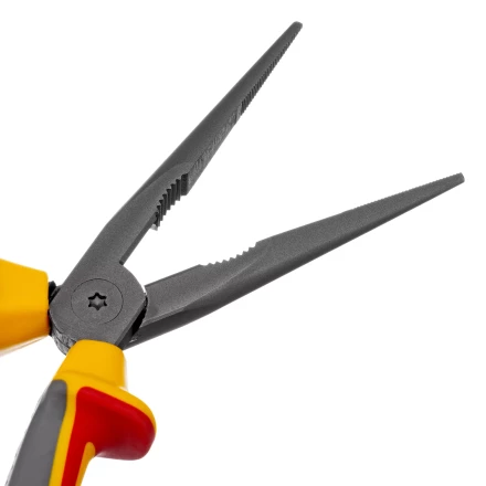 Длинногубцы прямые Denzel 17305, диэлектрические рукоятки до 1000 В, трехкомпонентные рукоятки, 205мм купить в Нижневартовске