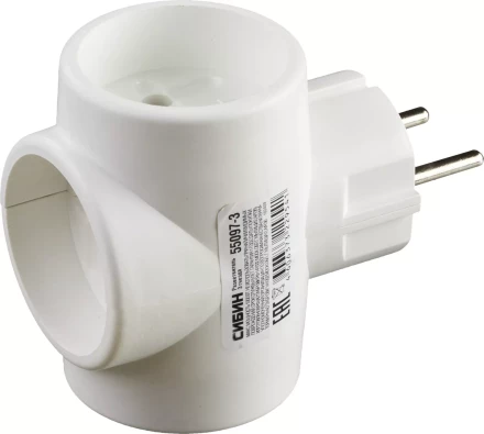 Разветвитель СИБИН электрический, 3 гнезда, 6А/220В 55097-3 купить в Нижневартовске