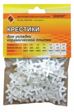 Крестики для кафеля 4,0 мм 100 штук блистер Энкор 69894 купить в Нижневартовске