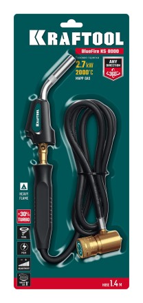Blue Fire KS-8000  горелка для МАПП / MAPP газа,  с пъезоподжигом, на баллон c резьбовым соединением US 1, 2000°C 55512 купить в Нижневартовске