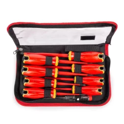 Набор диэлектрических отверток SLIM VDE КВТ НИО-2209, сталь S2, профиль SL, PH, PZ, 9 шт. (88935)