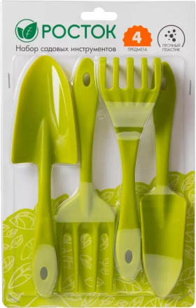 Набор садовый РОСТОК пластиковый, 4 предмета: Вилка, грабельки, 2 совка 421429-H4 купить в Нижневартовске
