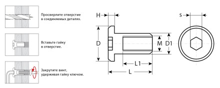 ЗУБР M6 x 12 мм, шест. 4 мм, цинк, 5 кг, гайка Эриксона с плоской головкой, Профессионал (303770-4) купить в Нижневартовске