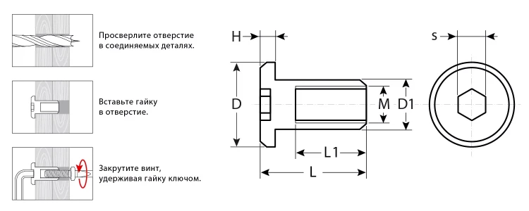 ЗУБР M6 x 12 мм, шест. 4 мм, цинк, 5 кг, гайка Эриксона с плоской головкой, Профессионал (303770-4) купить в Нижневартовске