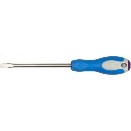 Отвертка ЗУБР, Cr-V сталь, трехкомпонентная рукоятка, цветовая индикация типа шлица, SL, 8,0x150мм 25251-8.0-150 купить в Нижневартовске