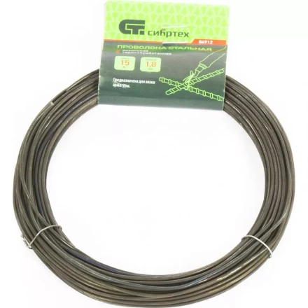 Проволока стальная 15 м вязальная термообработанная 1,8 мм Сибртех 84912 купить в Нижневартовске