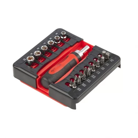 Отвертка реверсивная с набором бит и торцевых головок, 23 шт., CrV Matrix 11786 купить в Нижневартовске