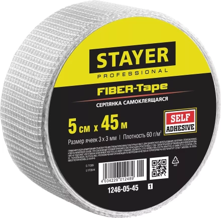 Серпянка самоклеящаяся FIBER-Tape, 5 см х 45м, STAYER Professional 1246-05-45 1246-05-45_z01 купить в Нижневартовске