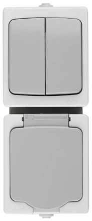 Комплект СВЕТОЗАР "АВРОРА" розетка с зазем. и защ. крышкой, 16А/~250В, выкл. двухклав. IP44, цвет серо-белый, 10А/~250В SV-54325-W купить в Нижневартовске